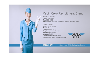 Cabin Crew Recruitment Event – Athens , Greece